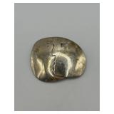 Modernist Sterling Silver Face Brooch 2in