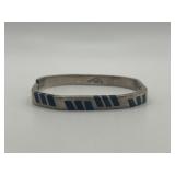 925 Hinged Bangle Bracelet with Black Inlay