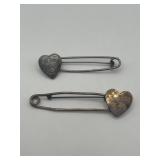 Taxco 925 Heart Safety Pins 2in and 3in