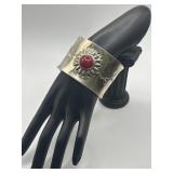 Mexican Sterling Silver Carnelian Stone Cuff