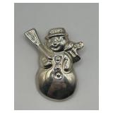 925 2in Puffy Snowman Brooch