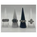 925 Size 7.75 Ring Lot of 4