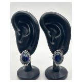 925 Azurite Malachite Stud Earrings