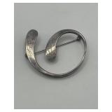 1.5in Swirl Curl Modernist Taxco Brooch Pin