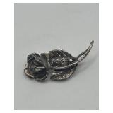 1in Sterling Silver Rose Pin Brooch