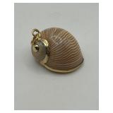 925 1in Seashell Pendant with Gold Gilded Edges