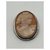 1in Vintage Sterling Silver Cameo Pendant