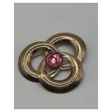 1.5in Sterling Celtic Brooch with Pink Rhinestone