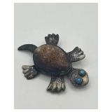 1.5in 925 Turquoise Eye Turtle Pin