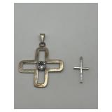 925 Cross Necklace Pendant .5in and 1.5in Lot of