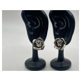 925 Beautiful Rose Stud Earrings Missing Earring