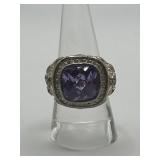 Sterling Silver Faceted Purple White Crystal