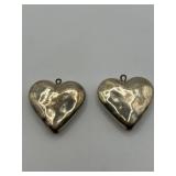 925 1in Vintage Heart Charm Set of 2
