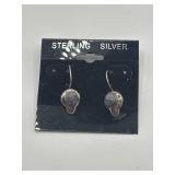 Sterling Circular Blue Stone Drop Earrings