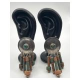 925 Southwestern Malachite Stone Dangle Earrings