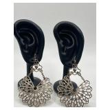 925 Gold Tone Filigree Dangle Earrings