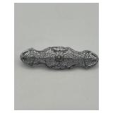 2in Sterling Filigree Brooch with Rhinestone