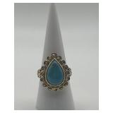 925 Size 7.75 Faux Turquoise Cocktail Ring