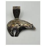925 and Turquoise 2in Bear Pendant