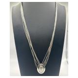925 21in Multi-strand Pearl Inlay Necklace
