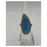 Size 5 Twisted Border Turquoise Sterling Silver