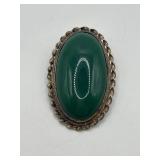 1.5 925 Oval Green Onyx Cabochon Brooch