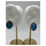 925 John McCray Blue Turquoise Clip on Earrings
