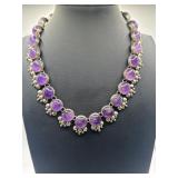 14in 925 Cabochon-Cut Amethyst Gemstone Necklace