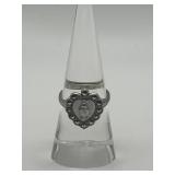 Size 7.75 Sterling Silver Virgin Mary Heart Ring