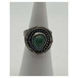 925 Size 4.75 Green Turquoise Ring