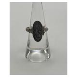 Size 8 925 Oval Abalone Shell Inlay Ring