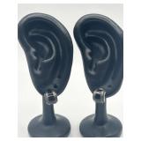 925 Black Onyx Inlay Cuff Earrings Missing