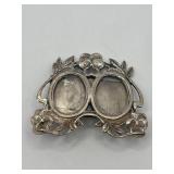 Sterling Silver Ornate Double Frame Pin 2in