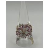 Opal and Pink Topaz Cluster or Cocktail Ring