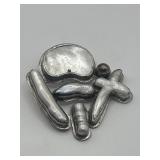 2.5in Sterling Silver Abstract Brooch with