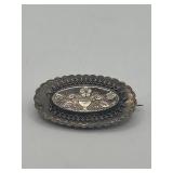 1in 925 Antique English Victorian Floral Brooch