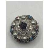 .5in 925 Taxco Turquoise Multi-Stone Brooch