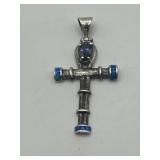 1.5in Opal Amethyst Sterling Silver Cross Pendant