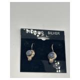 Sterling Silver Drop Earrings with Blue Stones