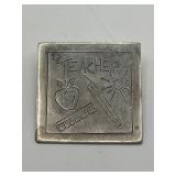 1in Square 925 Sterling Teacherï¿½s Brooch