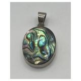 Oval Abalone Shell Necklace Pendant Sterling