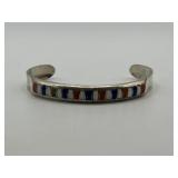 925 Red White and Blue Inlay Bracelet Cuff