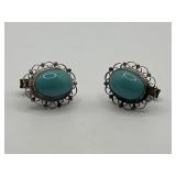 Navajo Cufflinks 925 Turquoise 1in