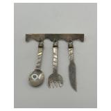 2.5in 925 Mexico Mini Cutlery Brooch Pin