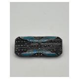 Art Deco Vtg Sterling Silver Turquoise Brooch Pin