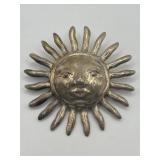 925 Taxco Sun Face Brooch 2in