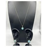 18in Sterling Silver Turquoise Bezel Necklace and