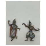 925 2in Thai Dancer Brooch Lot of 2