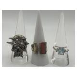 925 Size 9 Ring Lot of 3