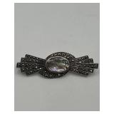 Art Deco Marcasite Abalone Sterling Silver 1.5in